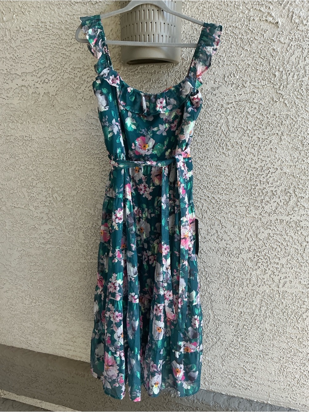NWT Lulu’s Shela Teal Floral Jacquard Tiered Midi Dress XXL Romantic Gardengirl - Picture 3 of 13